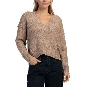 MICHAEL STARS Woodchip Combo Malani V-neck Cropped Pull Over Sweater